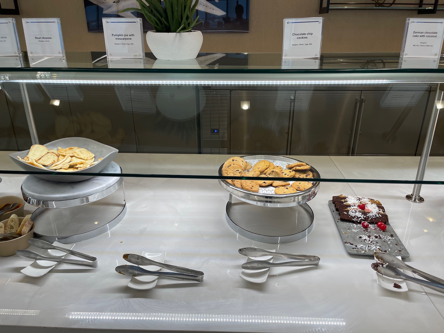 a display case with food on it