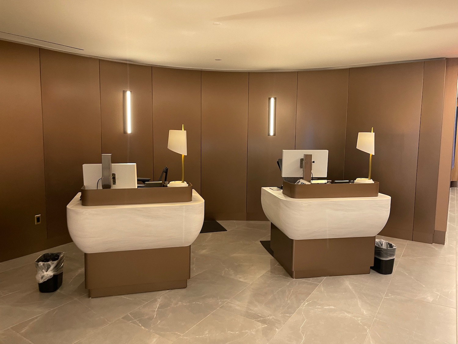 a reception desks in a room