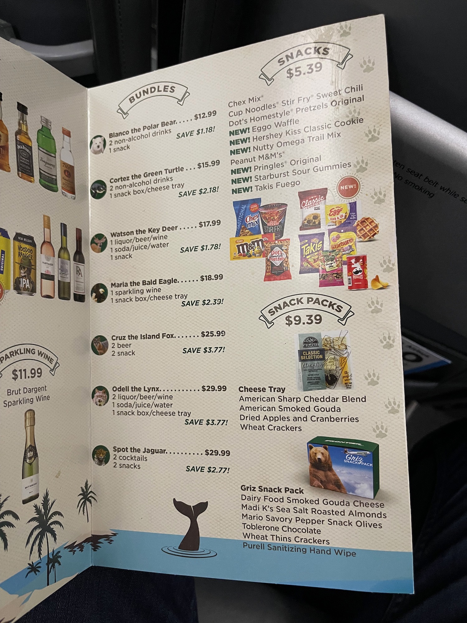 a menu with pictures and price list