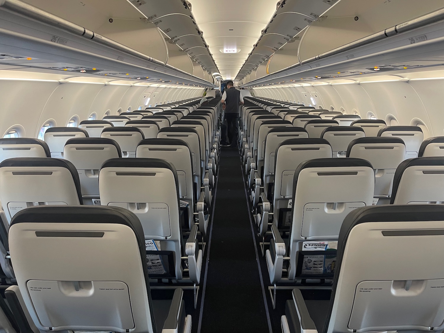 an airplane with rows of seats