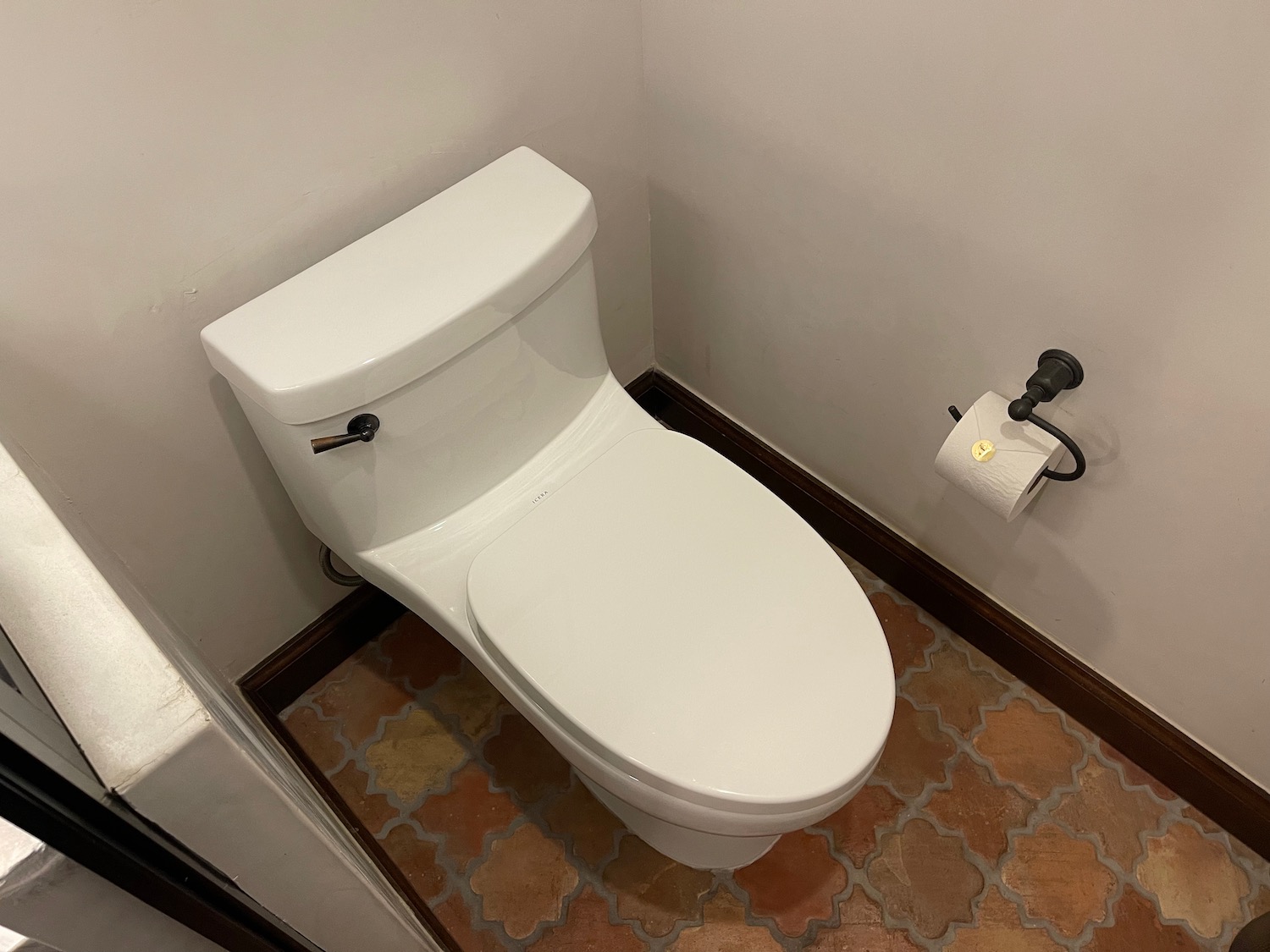 a toilet in a bathroom