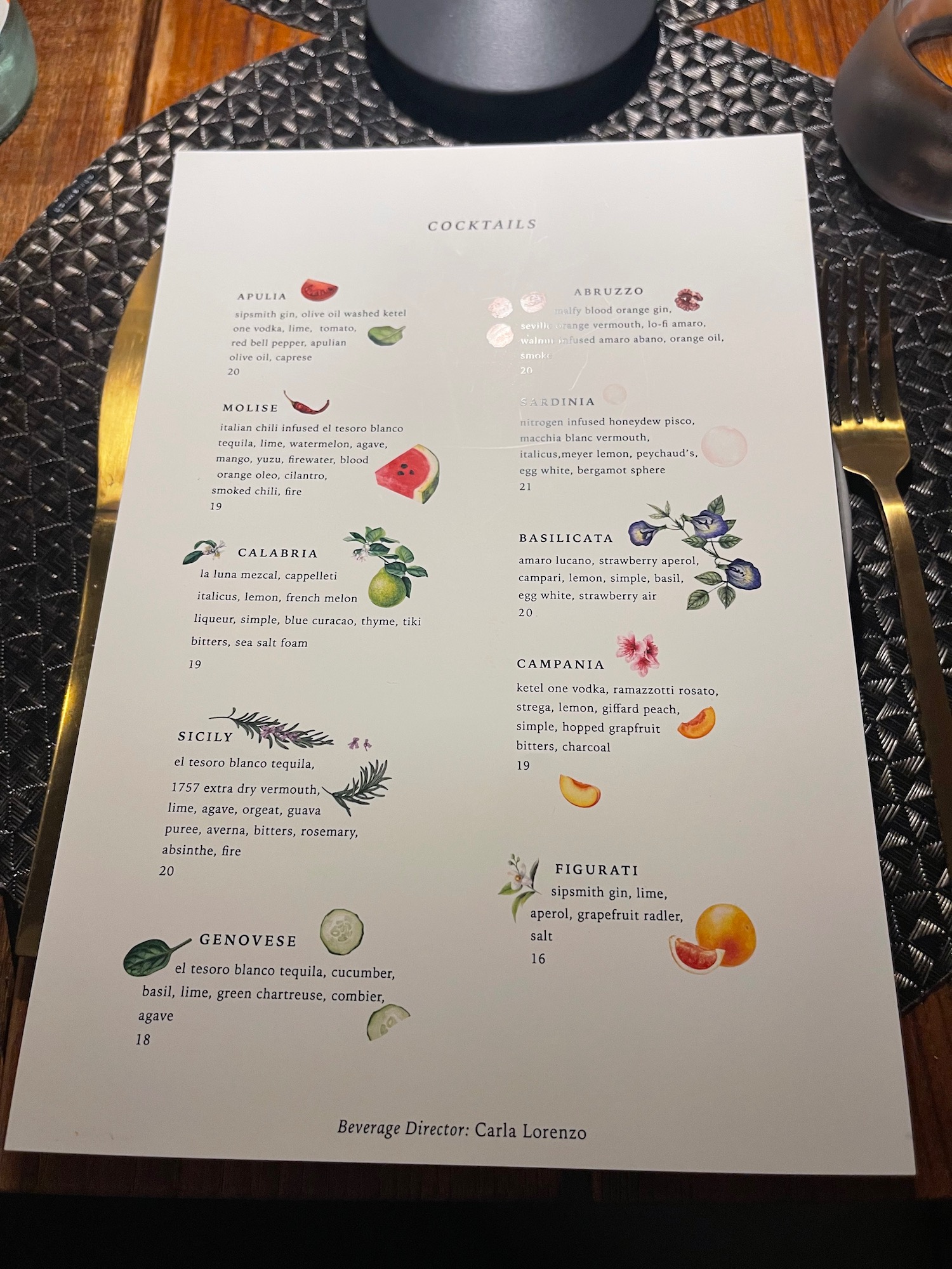 a menu on a table