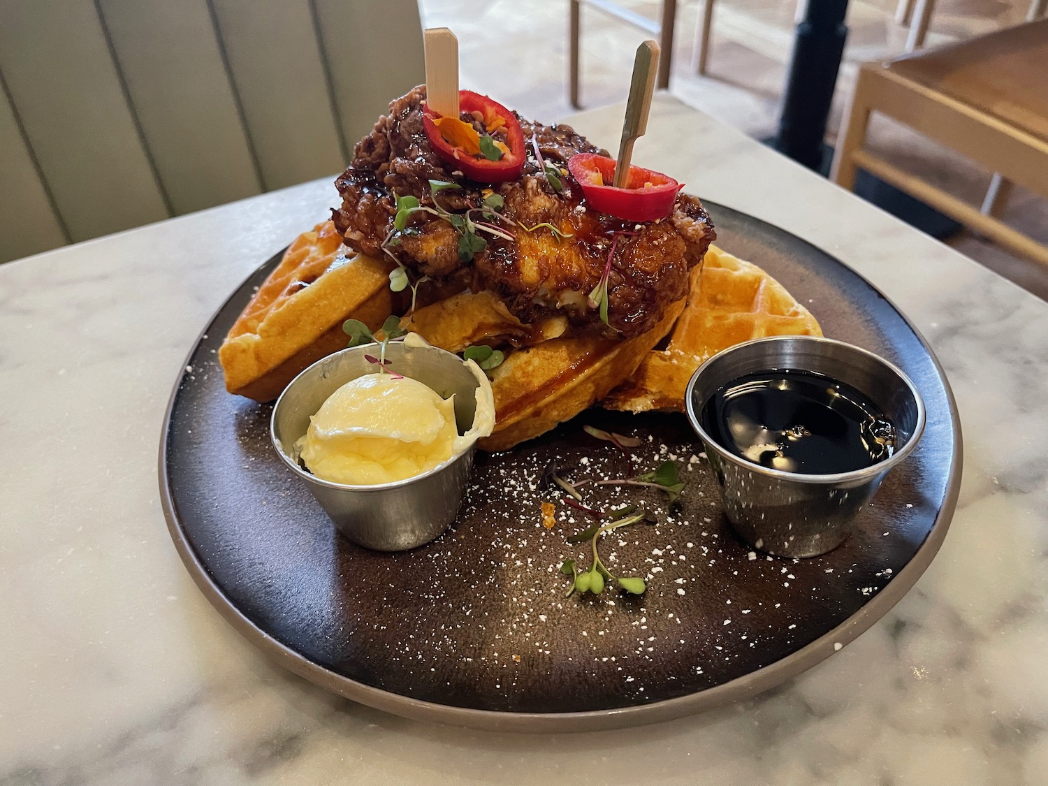 a plate of food on a table