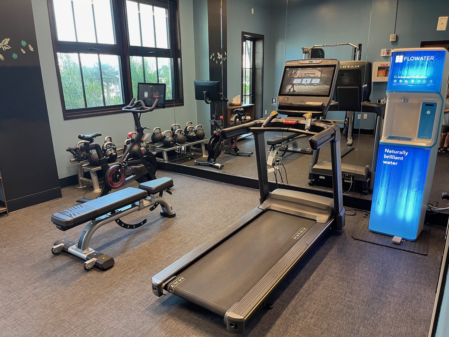 a room with exercise equipment