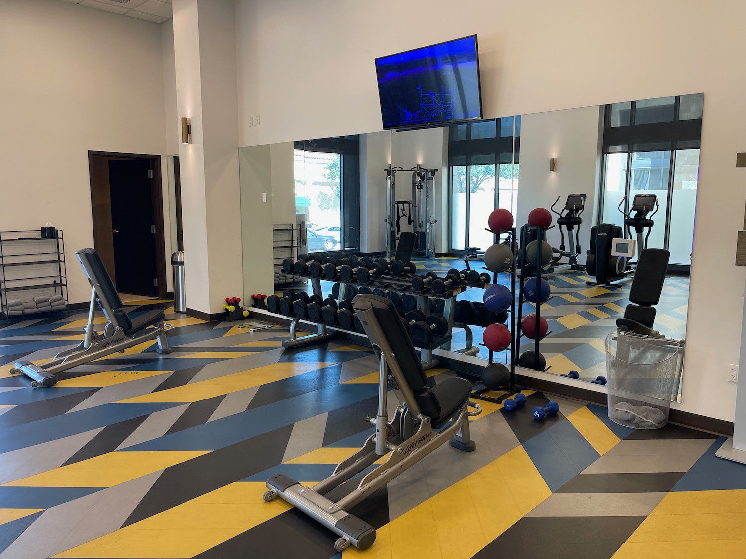 a gym with exercise equipment