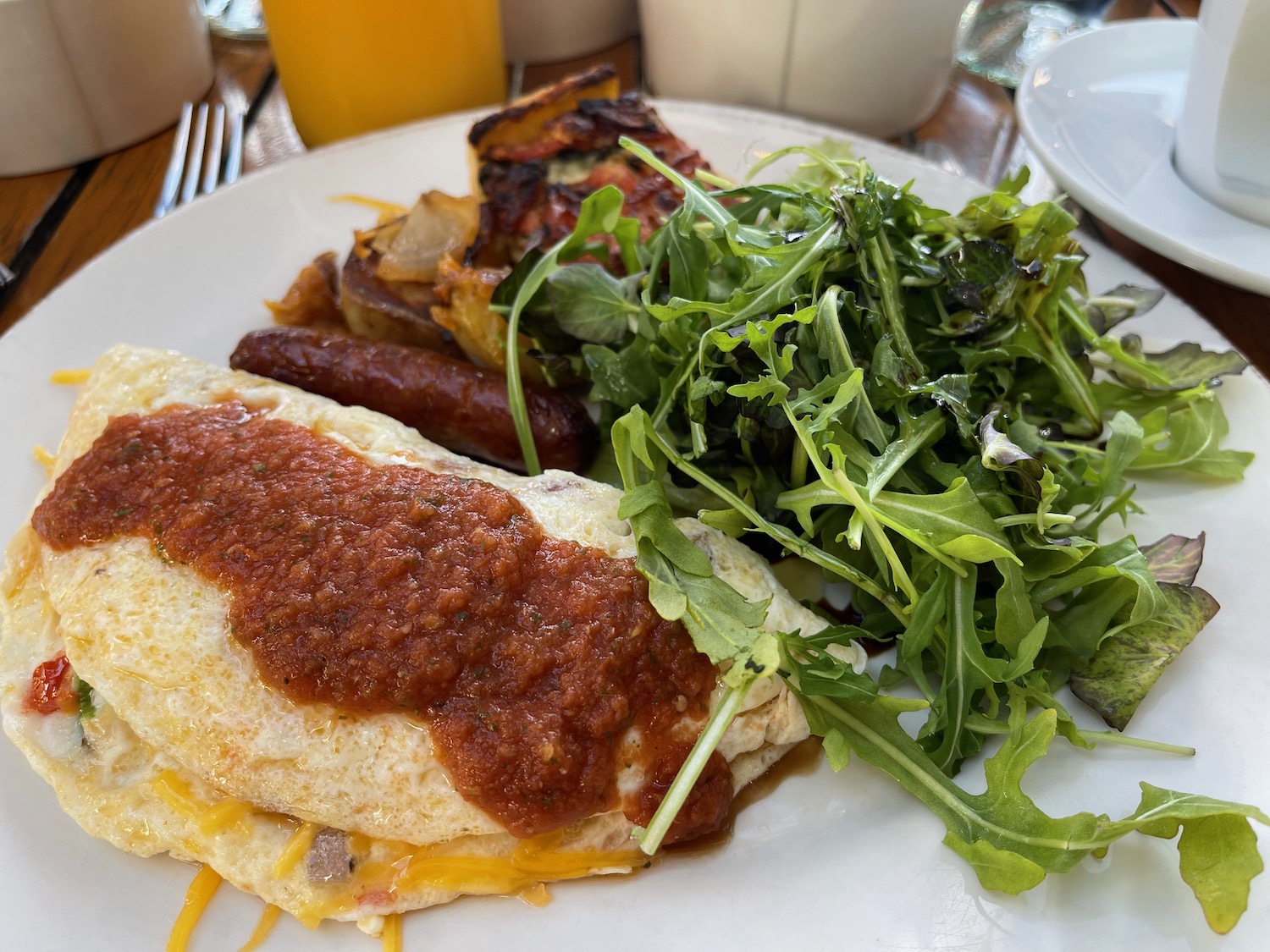 a plate of food with a fork and knife