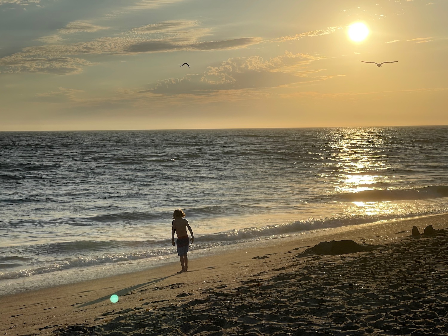 a child walking on a beach