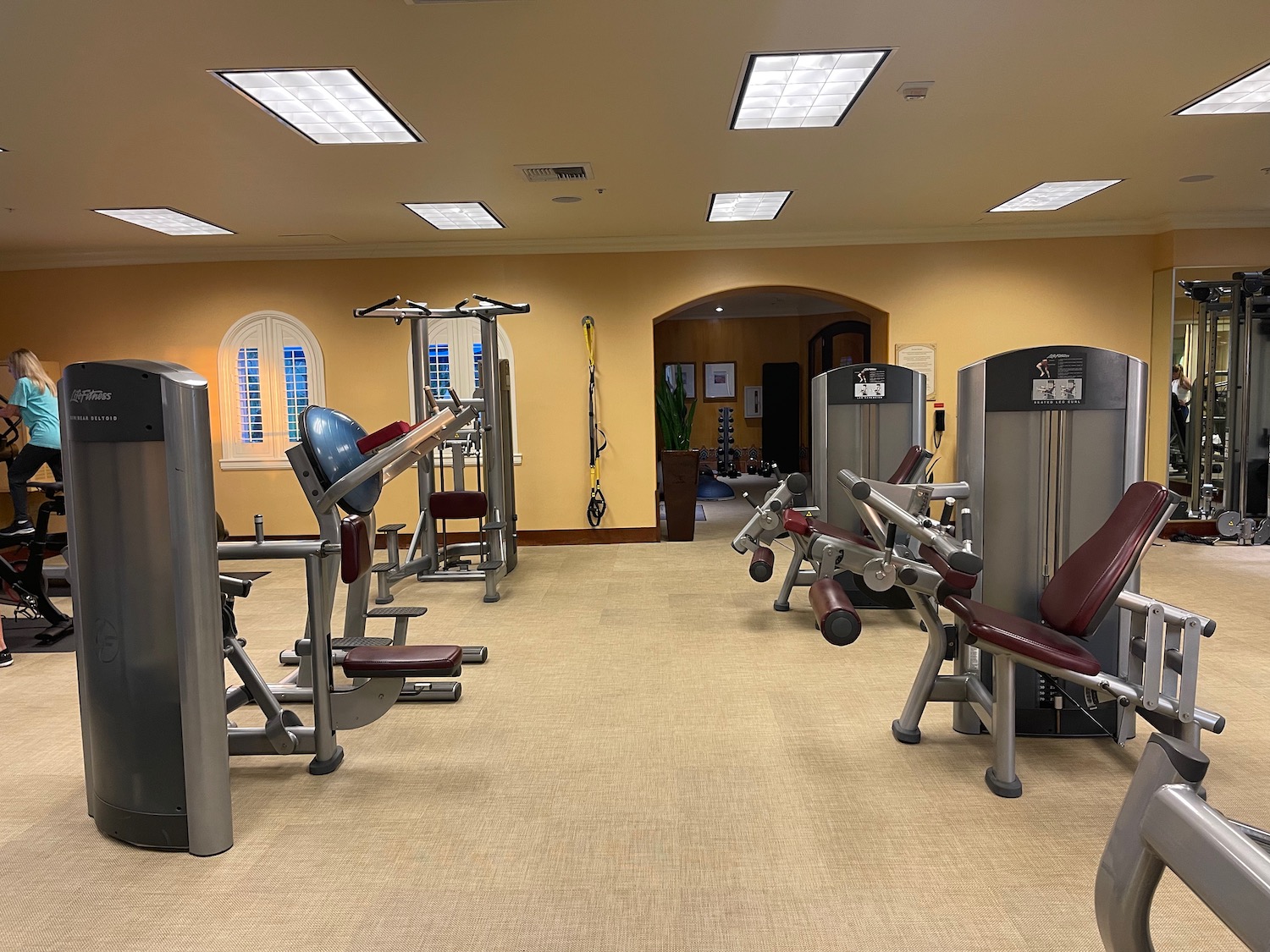 a gym with exercise equipment