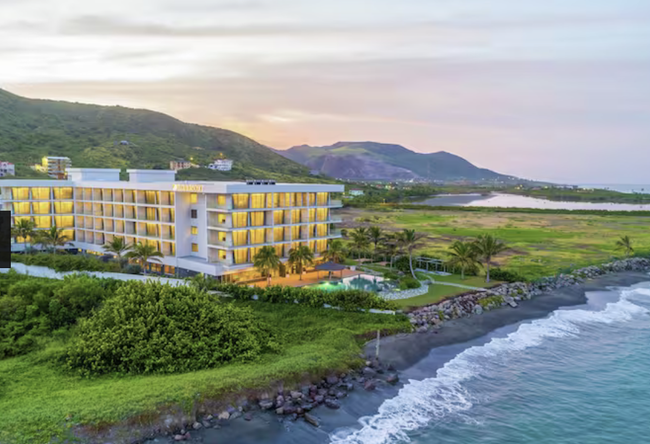 Koi resort st kitts with visible beach access and golf course