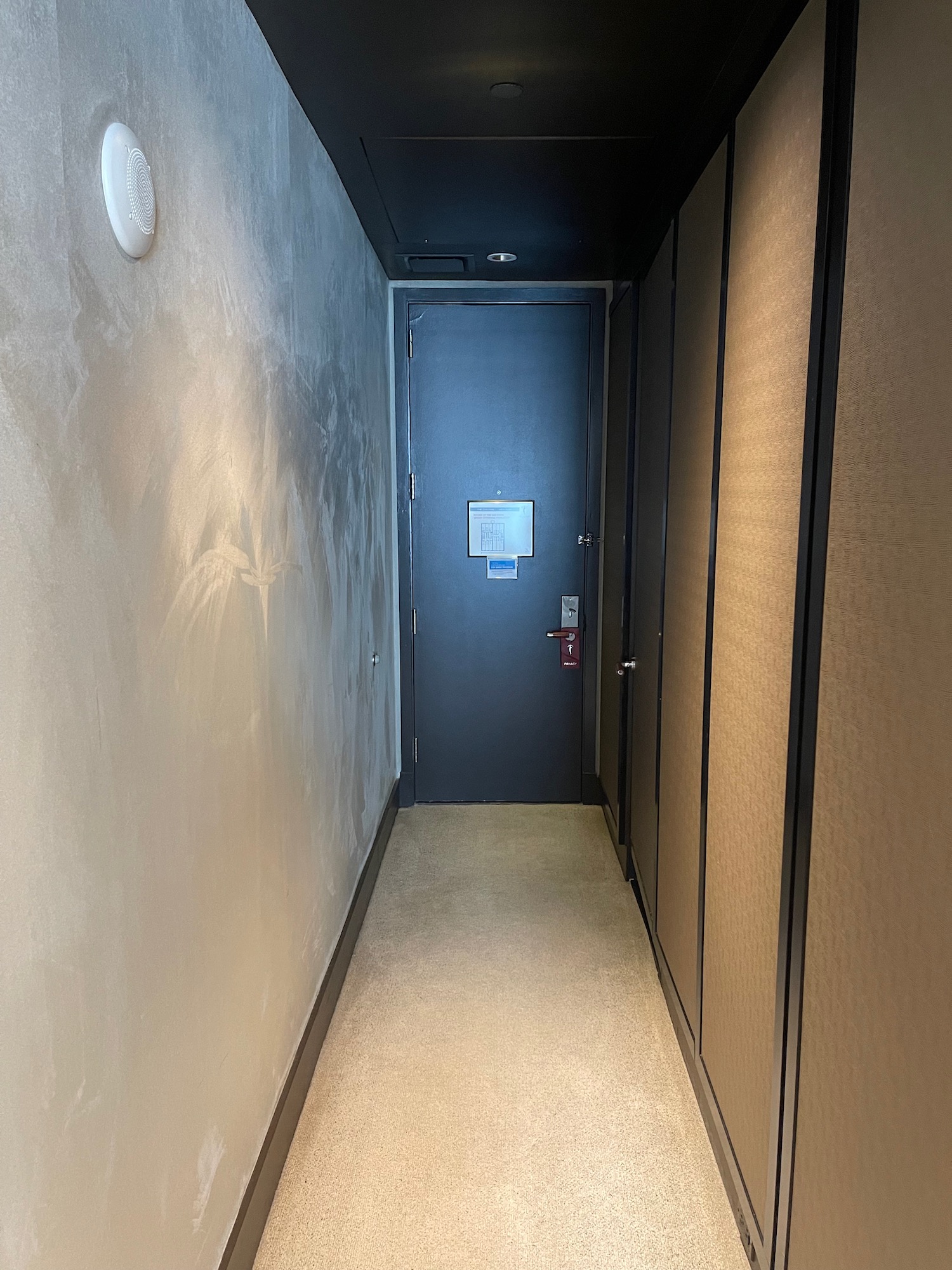 a hallway with a door