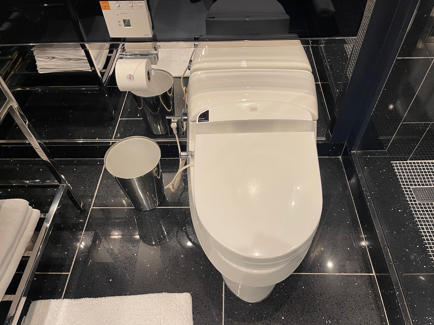 a toilet in a bathroom