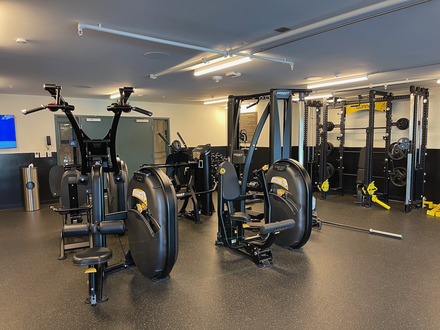 a gym with exercise equipment