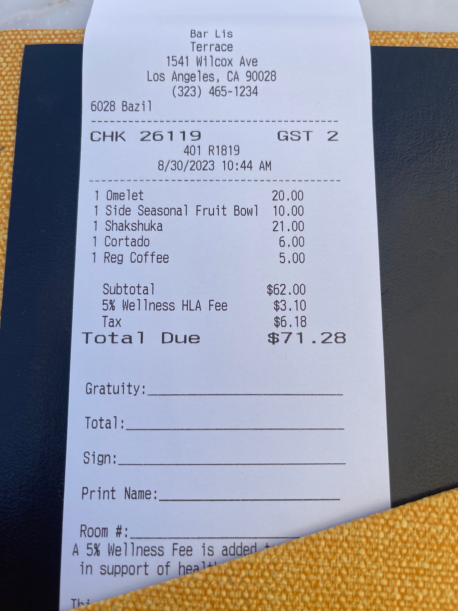 a receipt with white text and black text