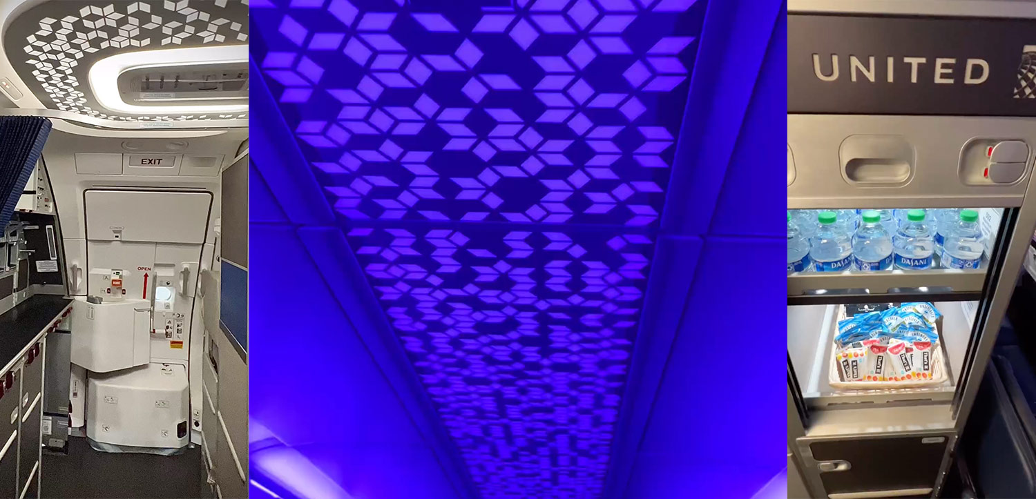 a blue and purple ceiling