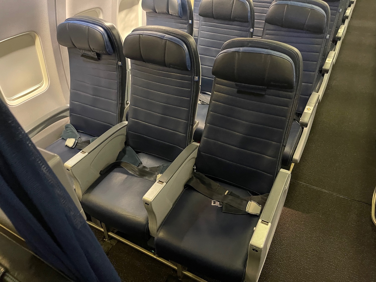 a row of seats in an airplane