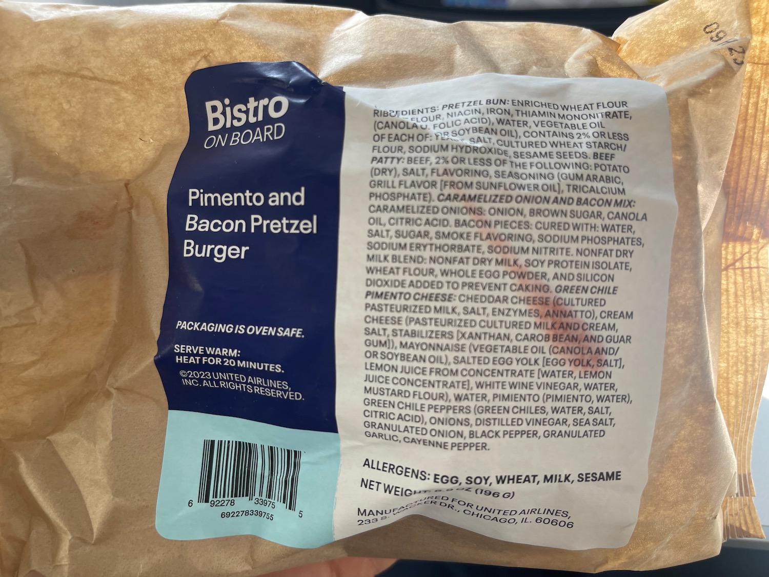 a bag of food with a label