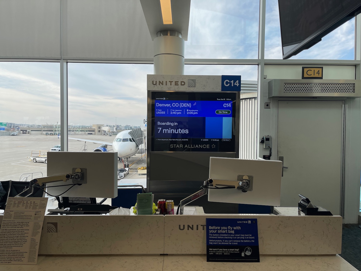 a computer screen in an airport