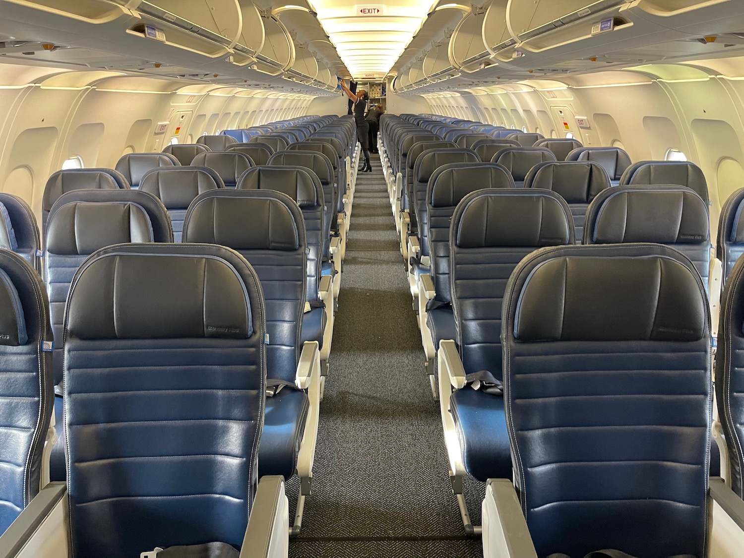 an airplane with rows of seats