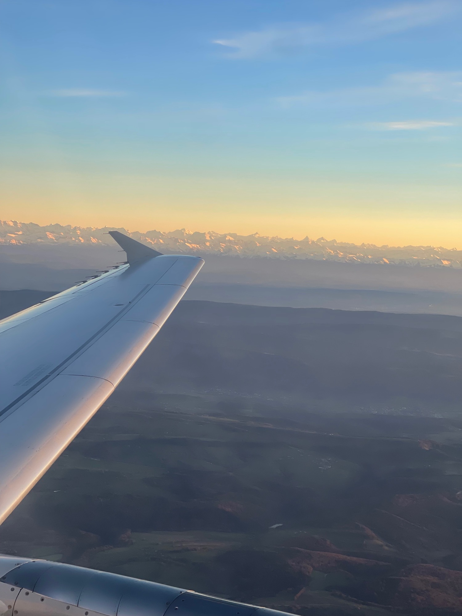 an airplane wing in the air