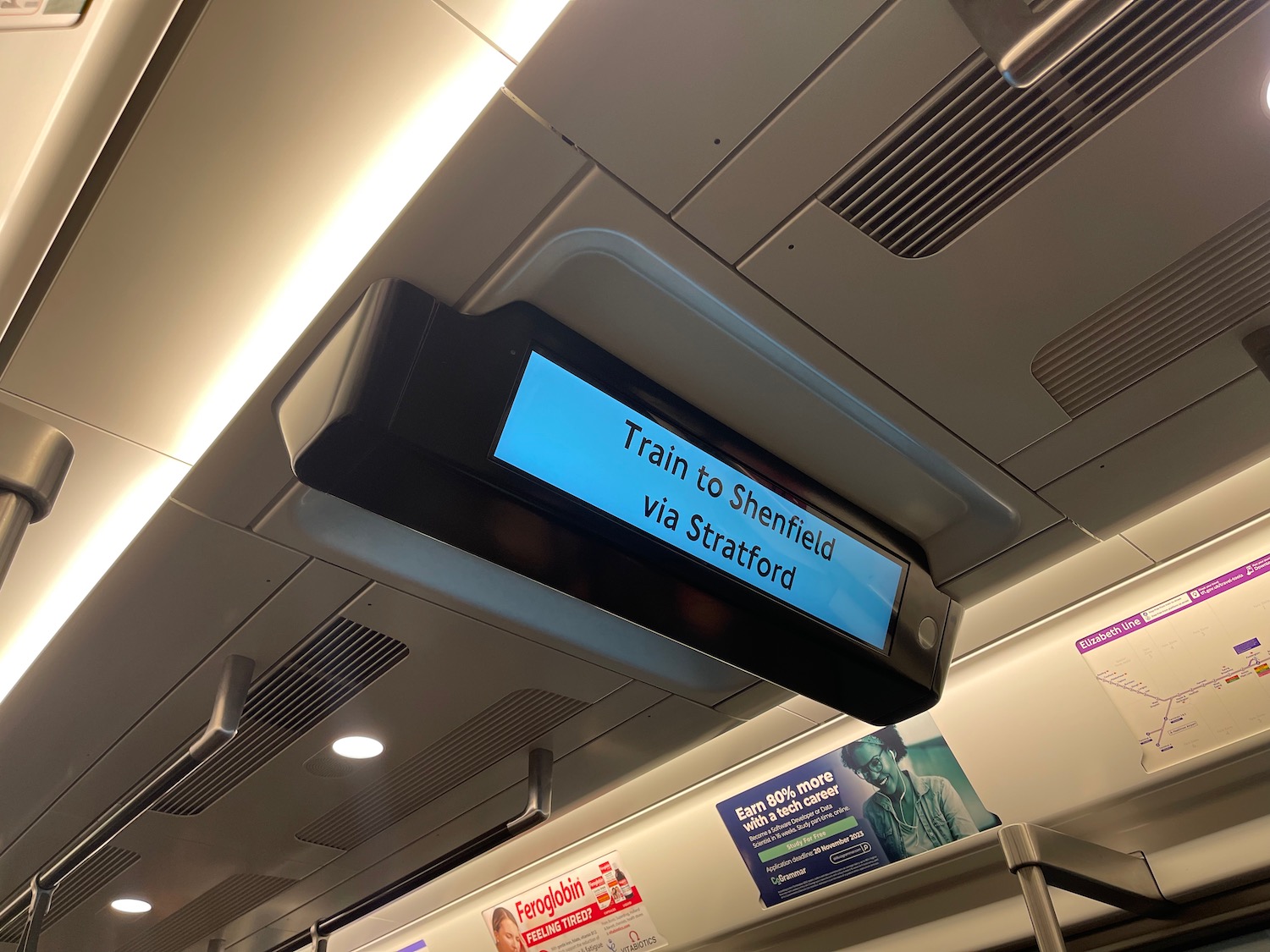 a sign on a train