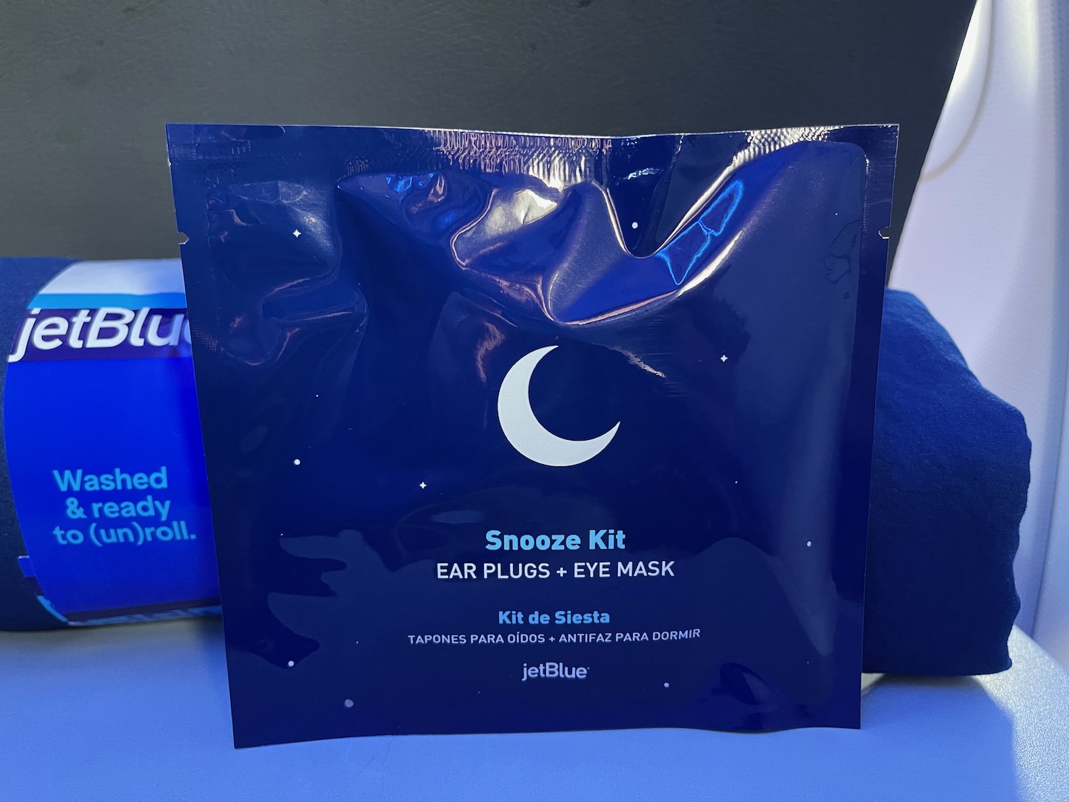 a blue package with a moon and white text