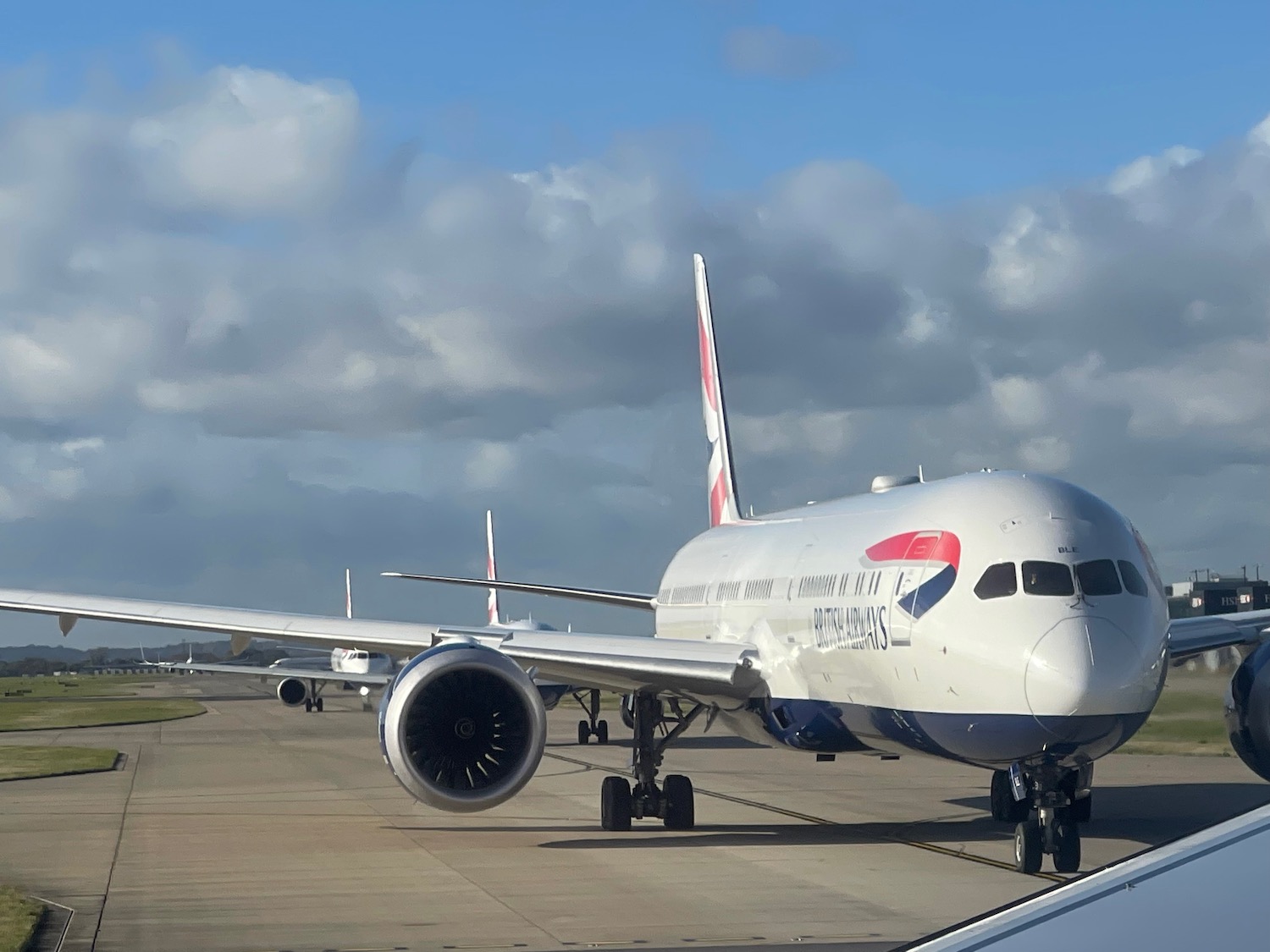 a plane on the runway