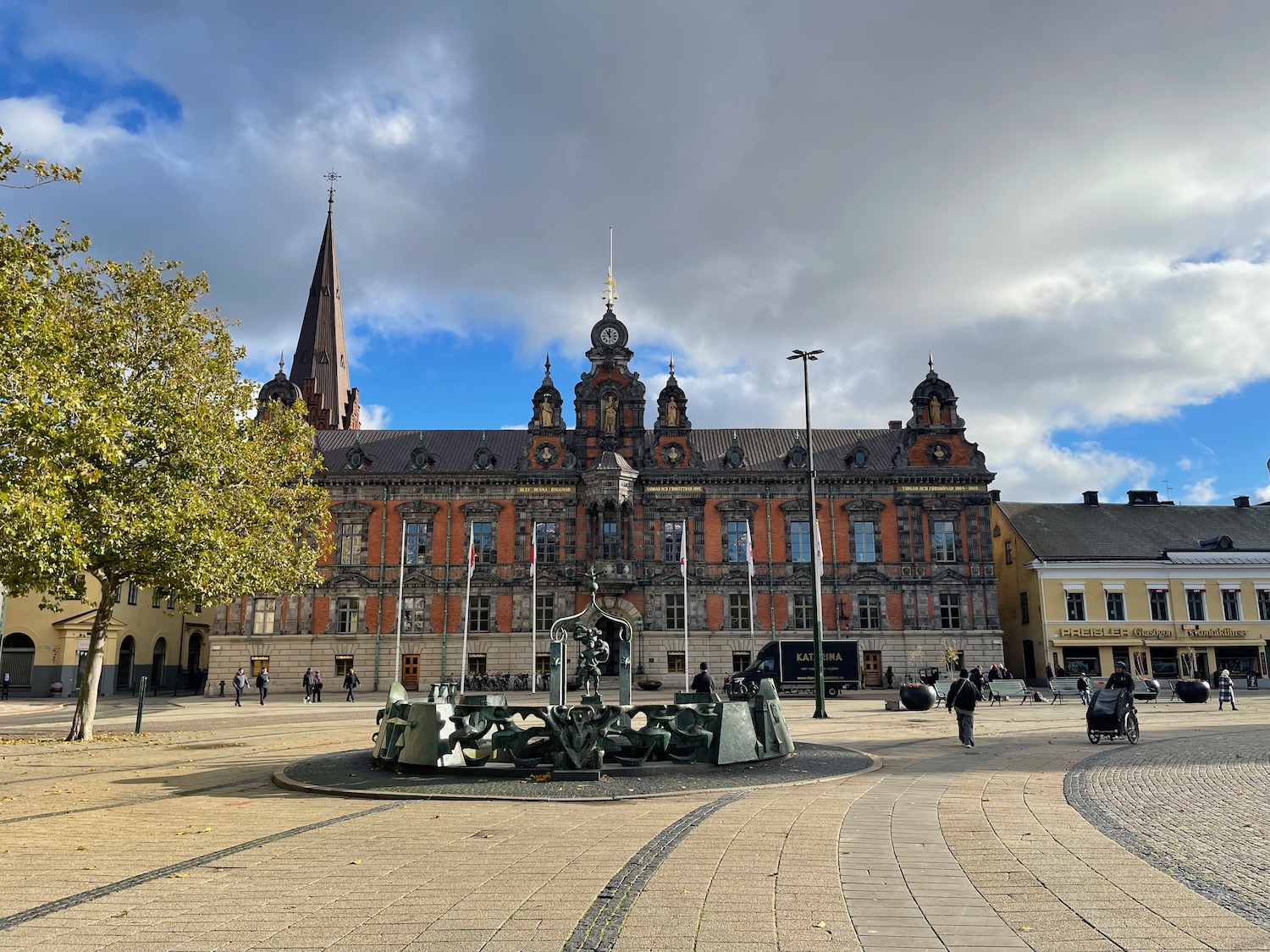 a building with a fountain in front of it