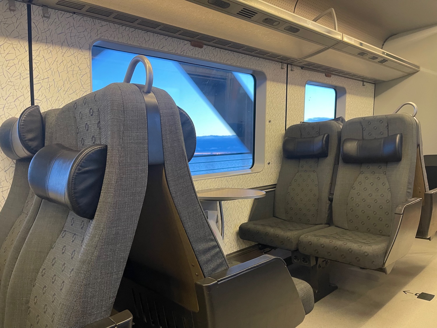 a seats in a train