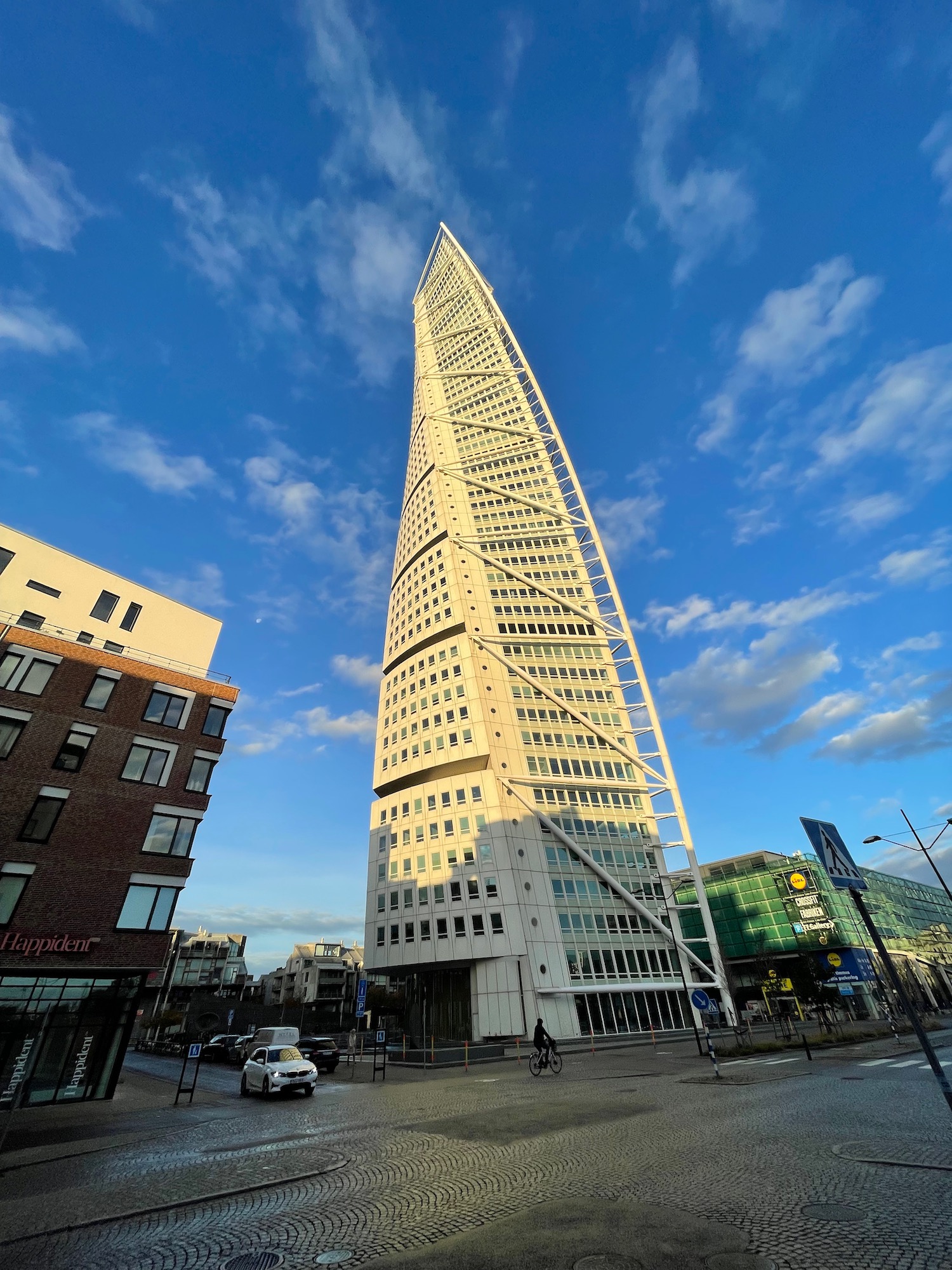 a tall building with a triangular shape