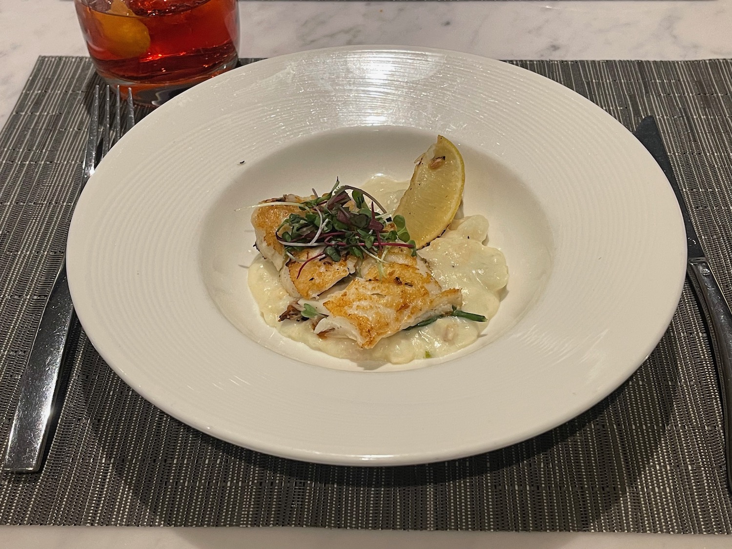 a plate of food on a place mat