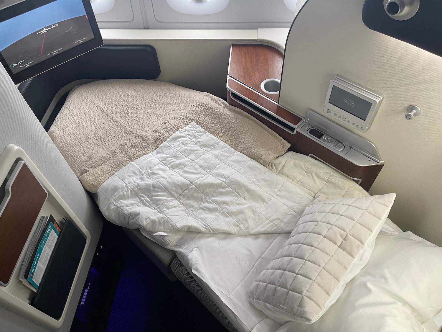 a bed in an airplane