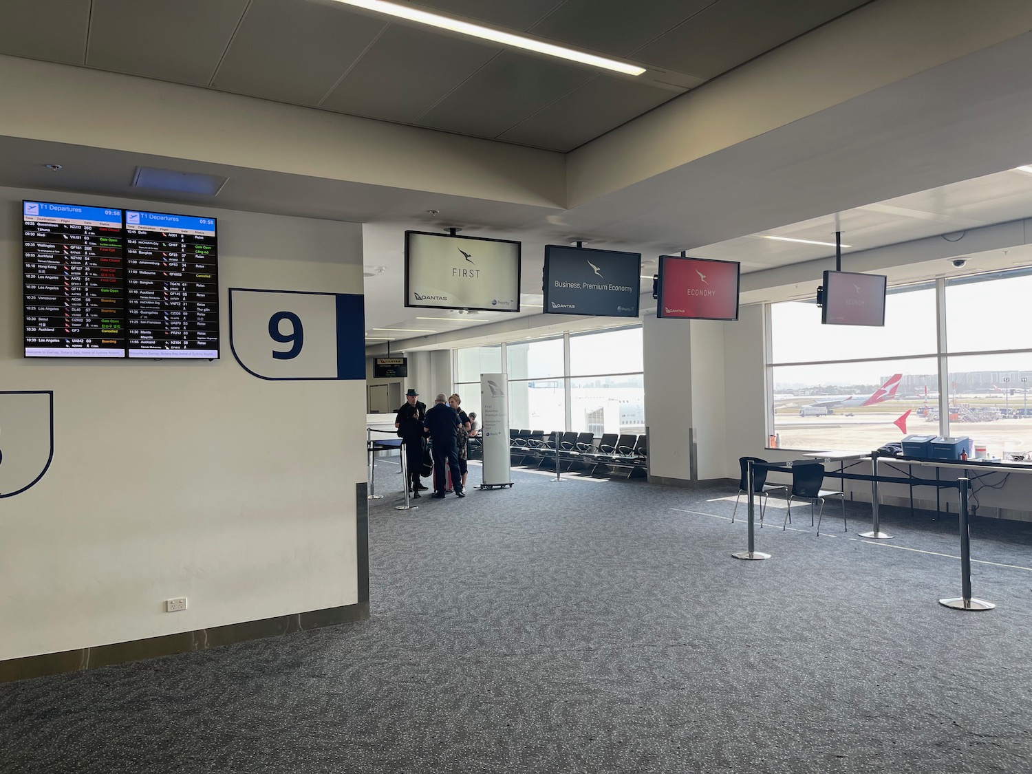 a group of people in an airport