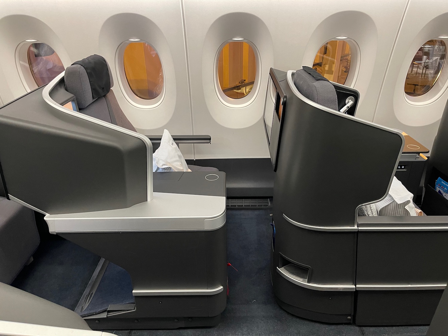 a row of seats in an airplane