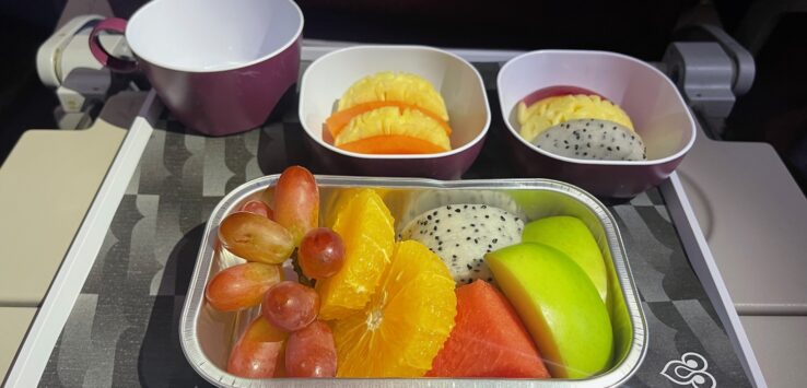 a tray of fruit on a tray