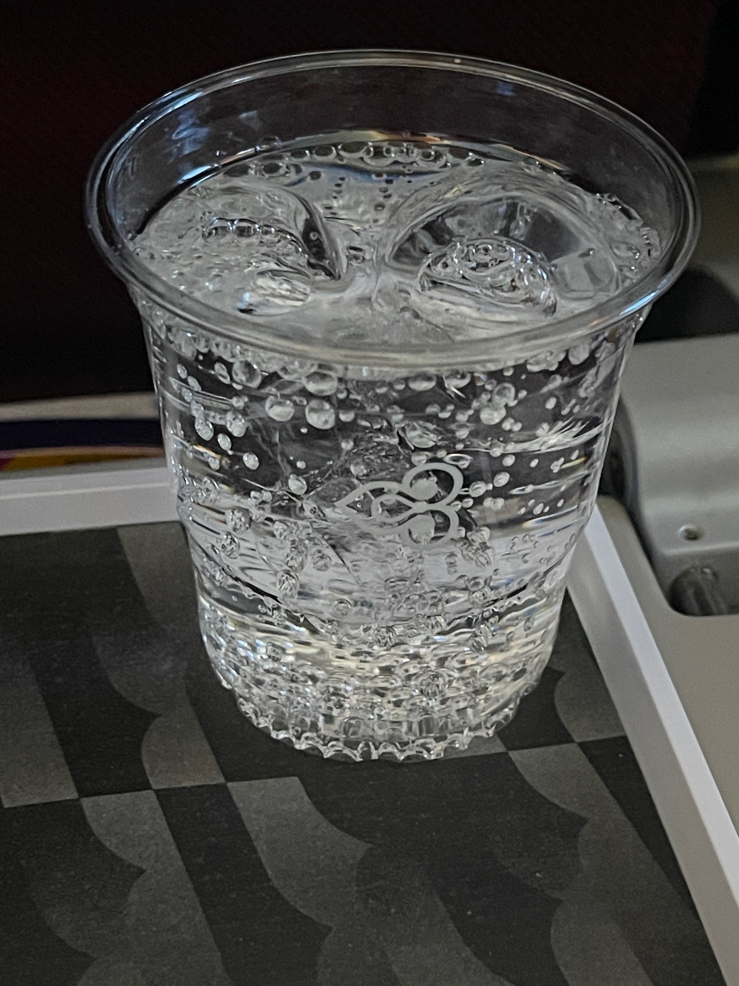 a glass of water on a table