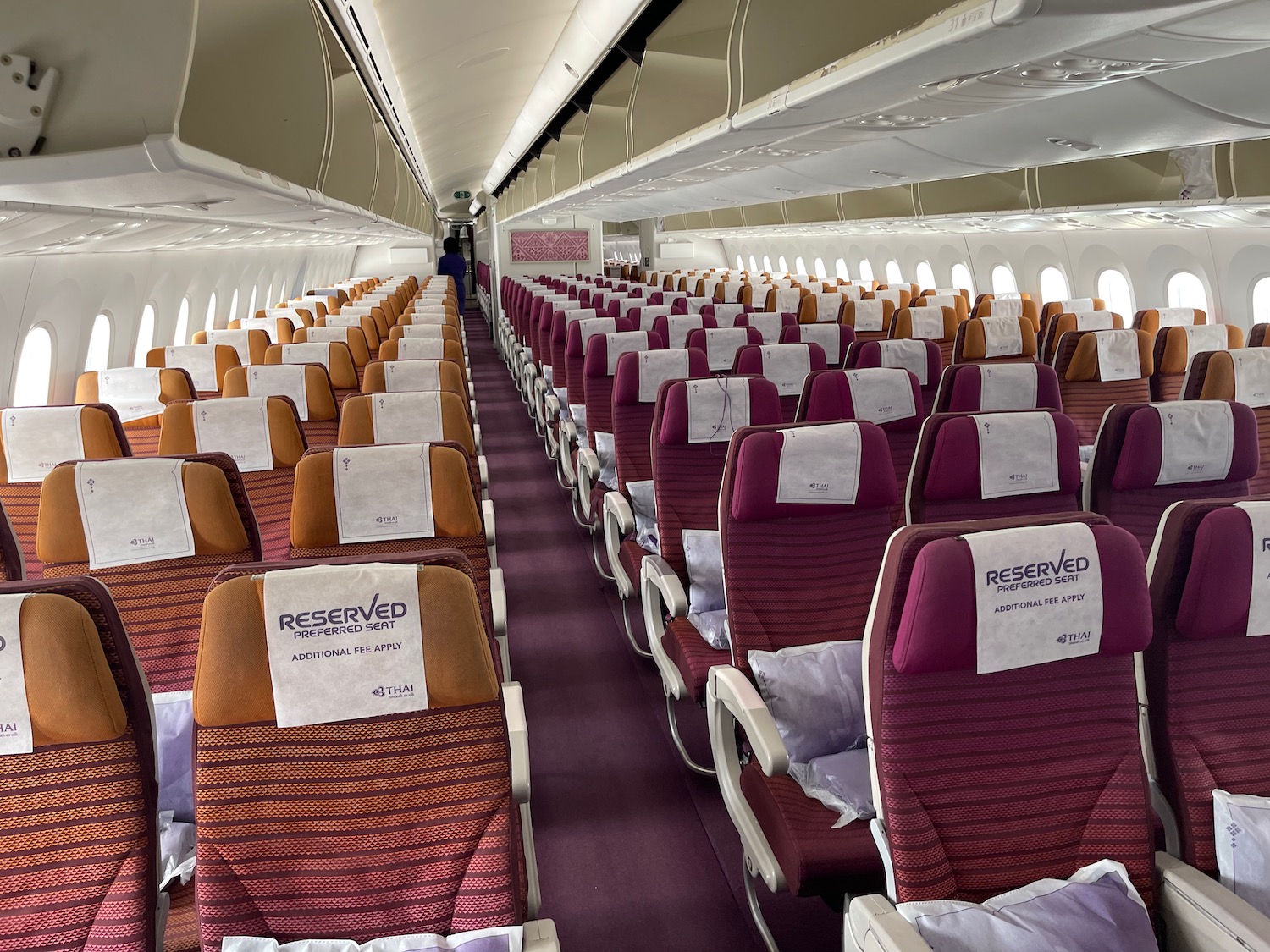 an airplane with rows of seats