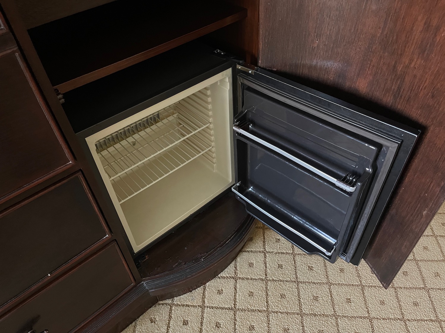 an open refrigerator in a room