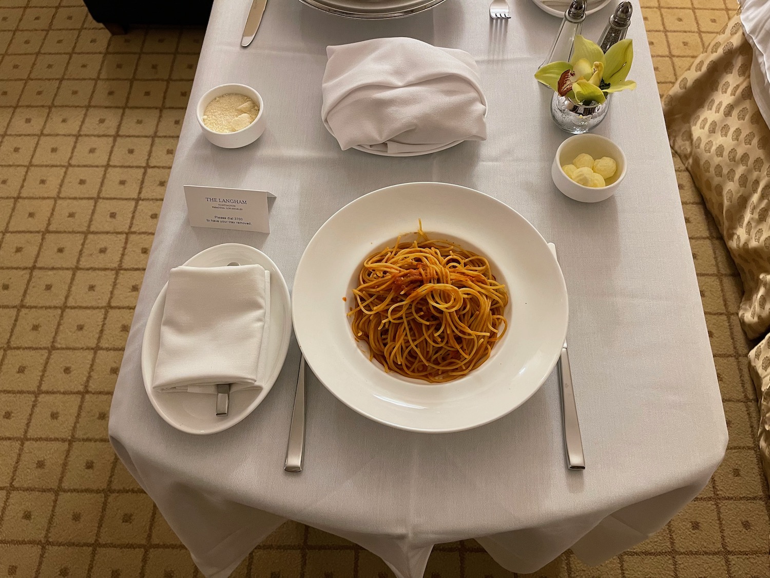 a plate of spaghetti on a table