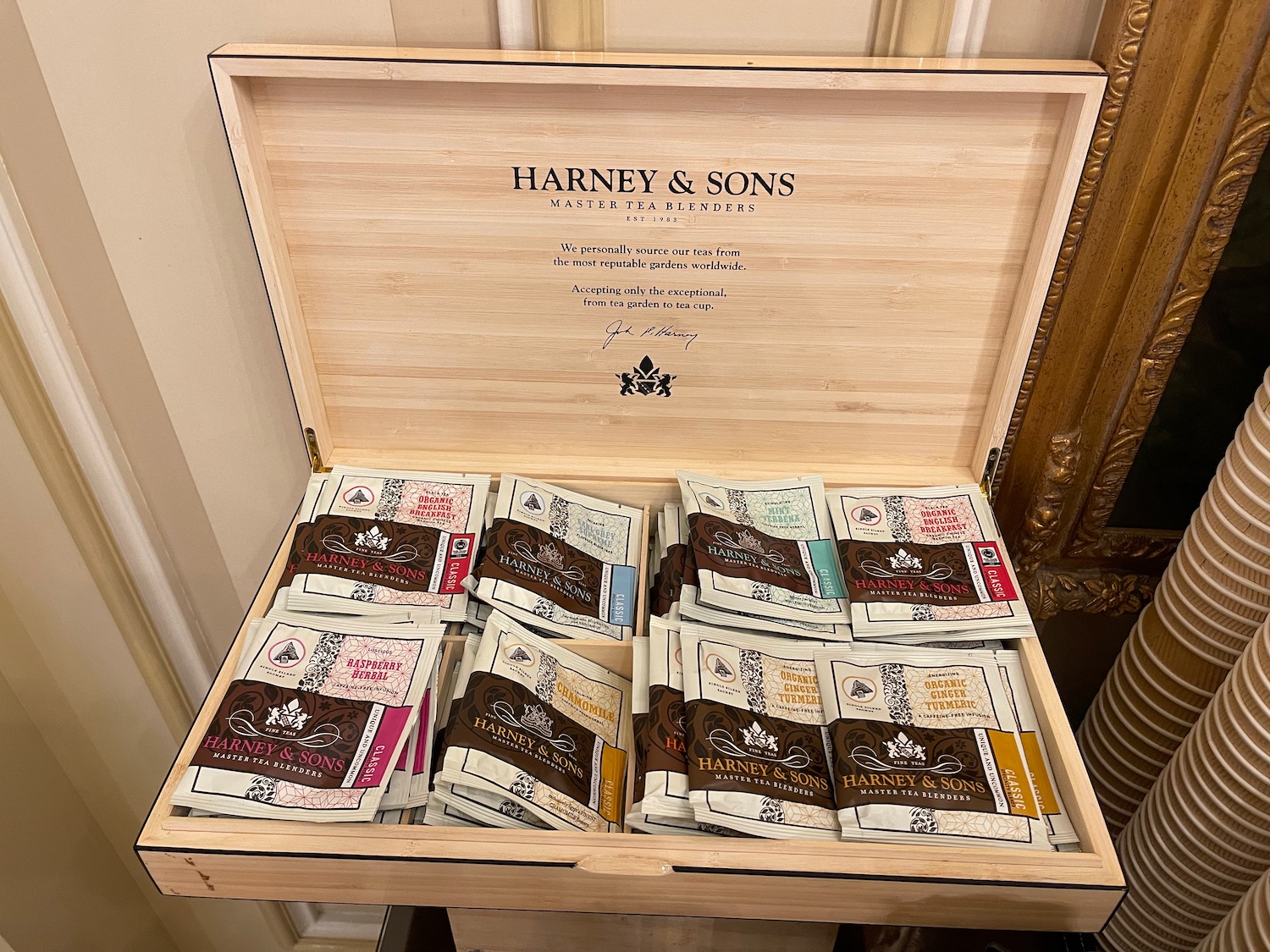 a box of cigarettes in a wooden case