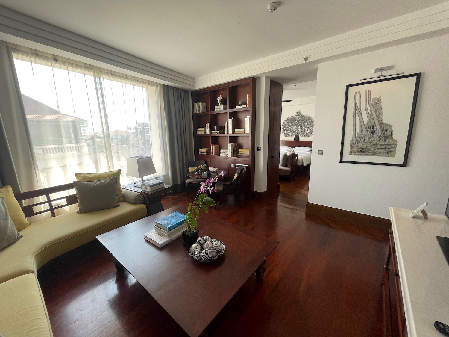 a room with a couch and a coffee table