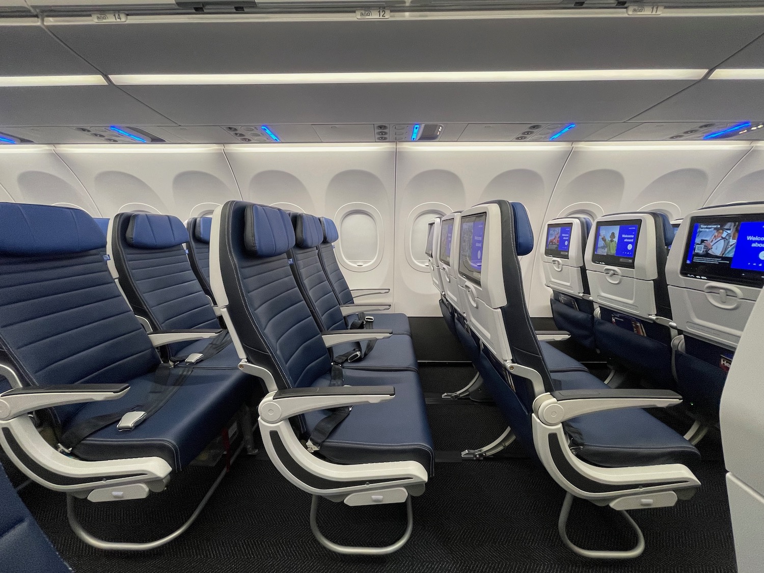 a row of seats in an airplane