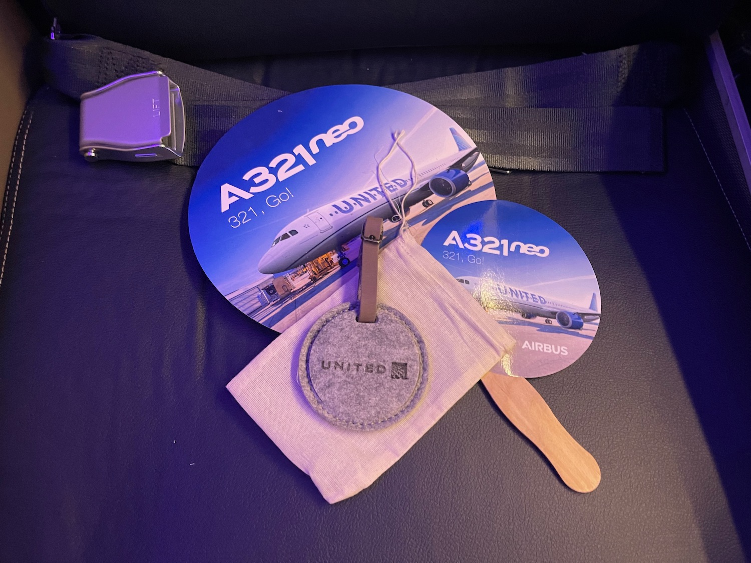 First Class swag on UA A321neo inaugural