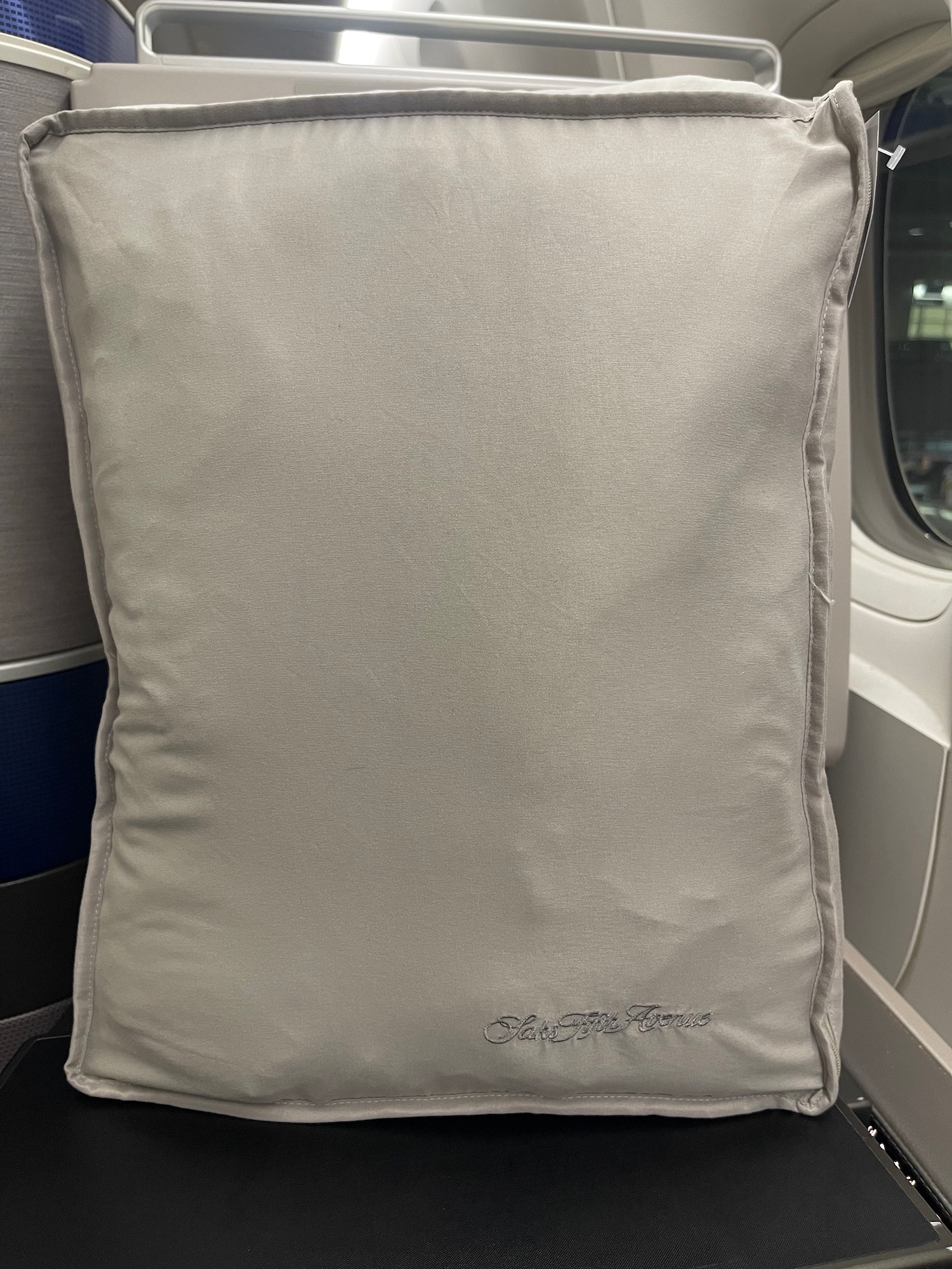 a pillow on a plane