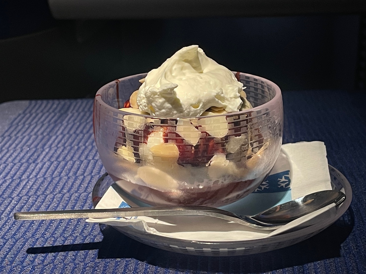 a bowl of ice cream with a spoon