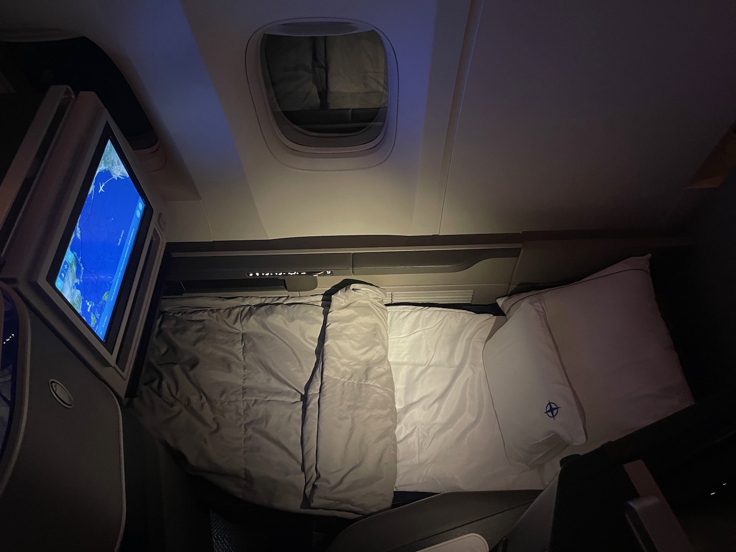 a bed in an airplane