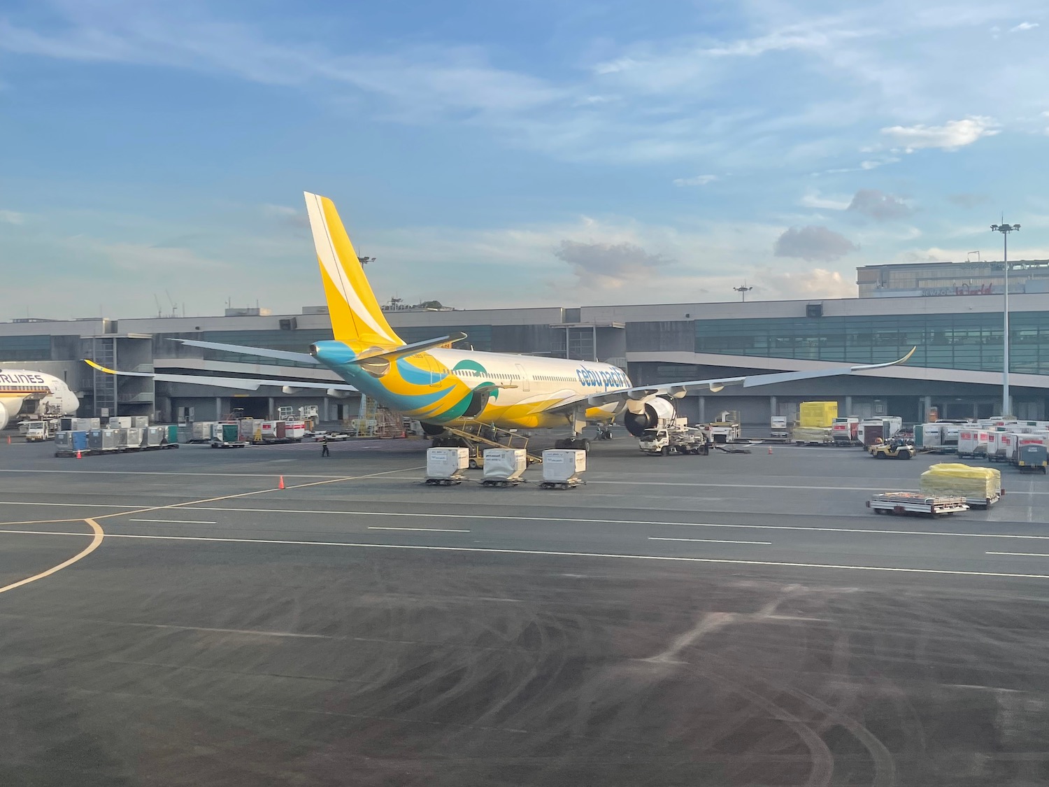 an airplane parked at an airport