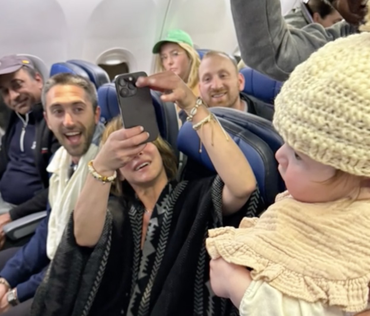 a group of people on an airplane