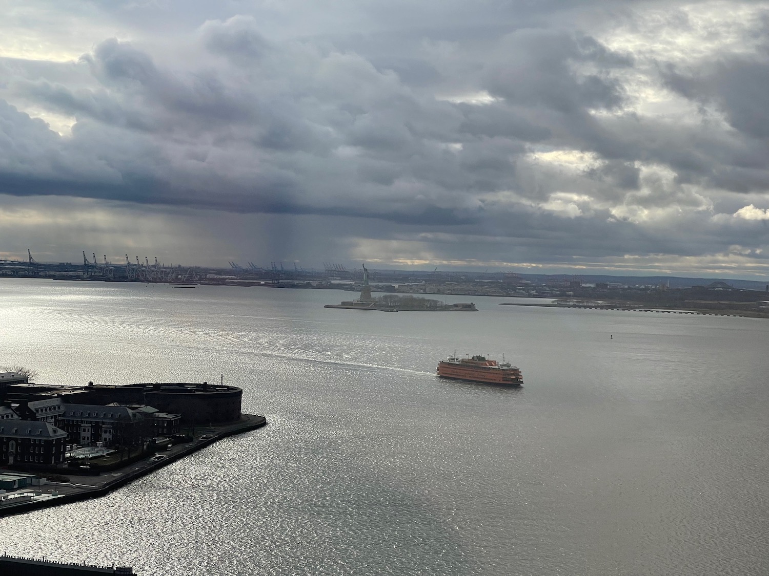 a large body of water with ships in it