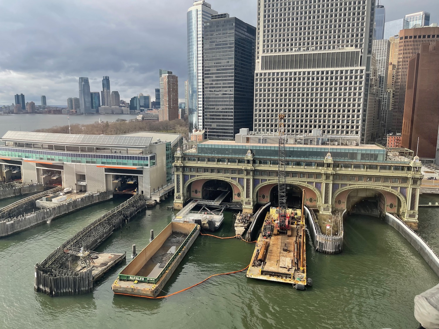 a construction site in a river