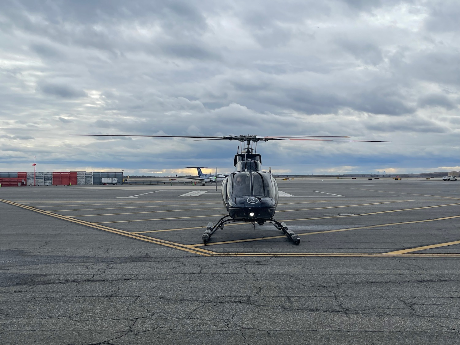 a helicopter on a runway